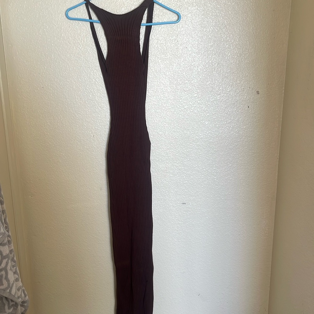 PRETTY LITTLE THING brown open back maxi dress
